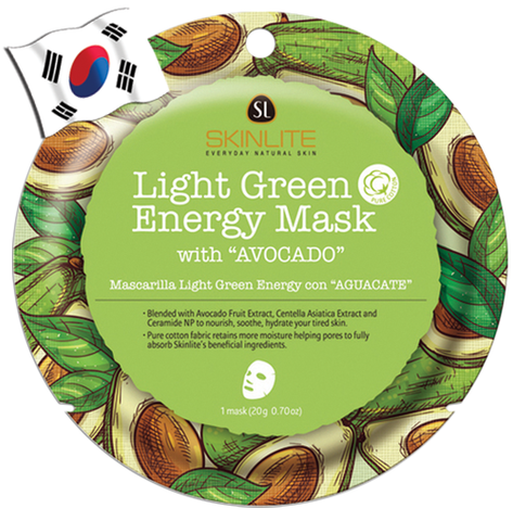 SKINLITE Intense Light Green Energy Face Mask with Avocado (Circle Shape) - Yes! You Beauty