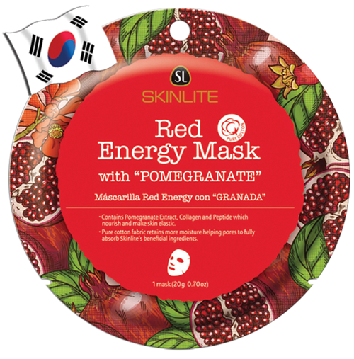 SKINLITE Intense Red Energy Face Mask with Pomegranate (Circle Shape) - Yes! You Beauty