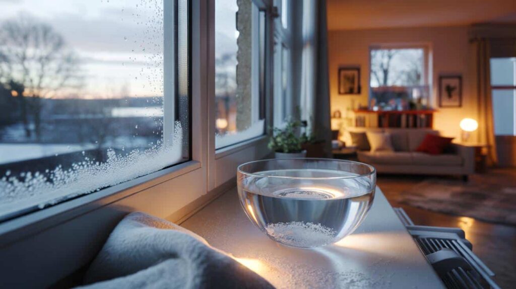 A bowl of salt water by the window in winter: this simple trick works just as well as aluminum foil in summer